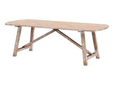 Rustic Wooden Dining Table With Crossed Legs And Smooth Surface For Home Decor 3d model