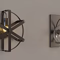 Modern Wall Sconces with Circular Metal Frame and Glass Shade on Light Wall