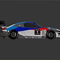 BMW Race Car With Blue Red White Livery Number 1 And Rear Wing