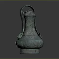 Ancient Chinese Bronze Vessel with Handle Decorative Patterns and Lid 3d model