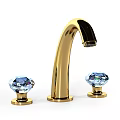 Elegant Golden Faucet With Crystal Knobs On Both Sides Design 3d model