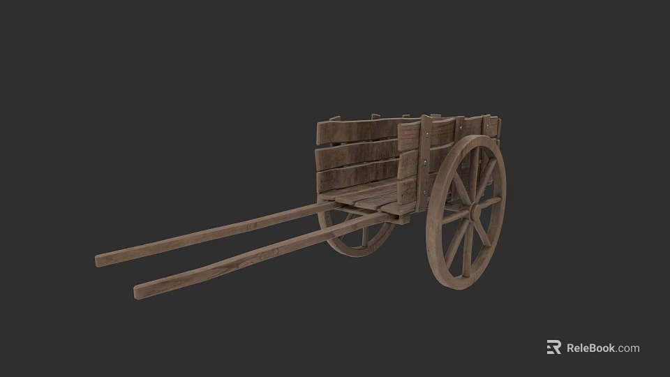 Antique Wooden Car With Traditional Design And Spoked Wheels Details 3d model 