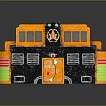 Yellow Black Building Model With Windows Door FREE Sign And Green Lights
