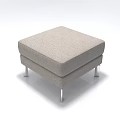 Modern Light Gray Fabric Ottoman With Metal Legs And Square Simple Design