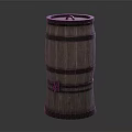Decorative Ornament Set Including Vintage Wooden Barrel with Metal Hoops for Home Decor