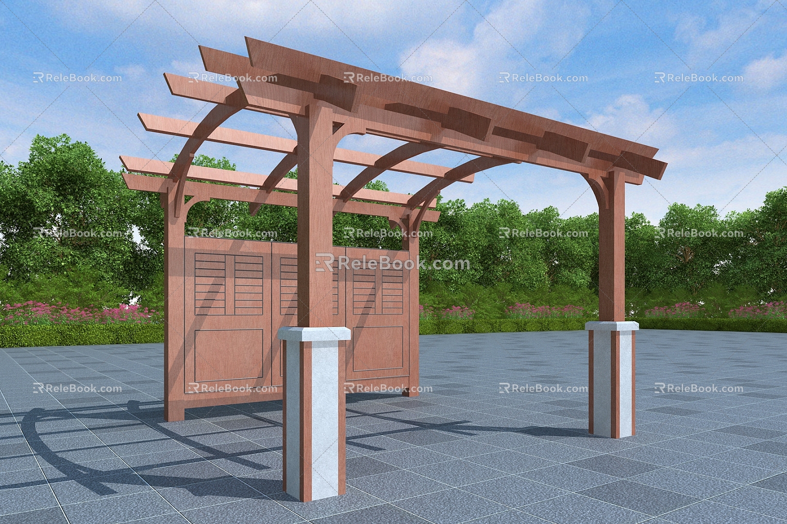 Flower Rack Vine Rack Corridor Rack Wooden Flower Rack 3d model