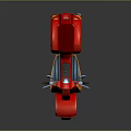 Vintage Red Scooter With Orange Accents And Blue Wheels On Dark Background