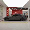 Modern Car Dealership Showroom With Logo Signage And New Cars On