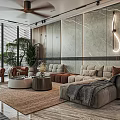 Modern Living Dining Area Interior Design With Sofa Coffee Table TV Netflix And Plants