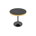 Elegant Modern Round Side Table With Black Marble Top Golden Frame And Black Legs