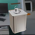 Modern Wooden Tea Table With White Countertop Teapot And Golden Stand