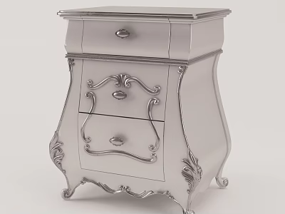 Elegant Ornate Bedside Table Featuring Intricate Carved Details And Drawers 3d model