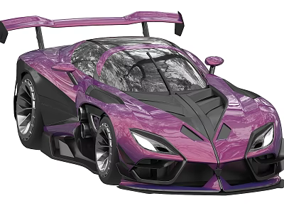 Purple Sports Car With Streamlined Design Large Rear Wing Black Accents And Futuristic Look 3d model