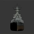 Detailed 3D Warship Model Design With Turret Deck And Mast Structure