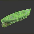Intricate Blue Wooden Boat Model Featuring Apparatus And Upper Structure Design