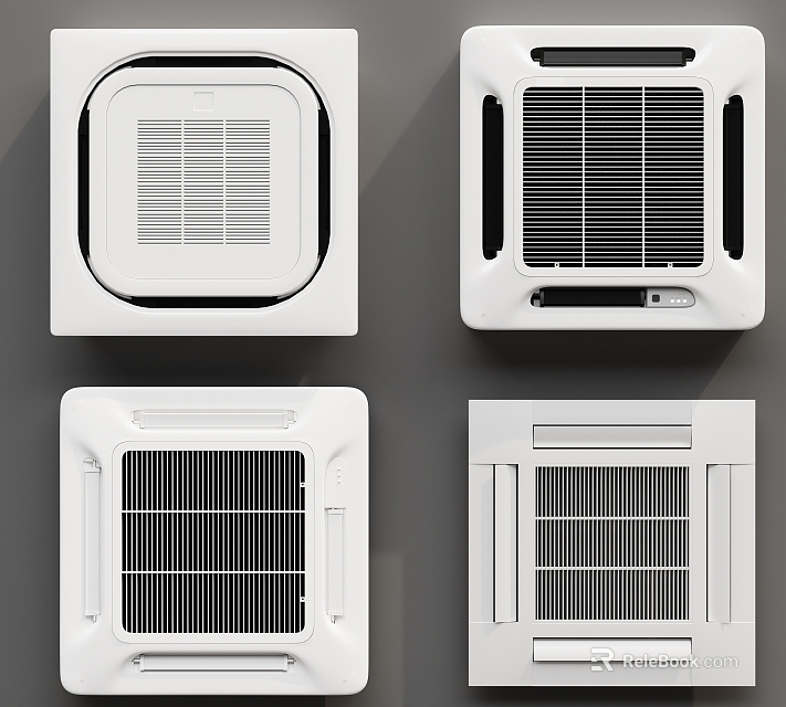 Four Different Styles Of Ceiling Mounted Air Conditioner Fans 3d model 