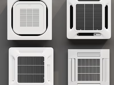 Four Different Styles Of Ceiling Mounted Air Conditioner Fans 3d model