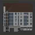 Modern Multi Storey Building With Red Roof White Walls And Glass Balconies
