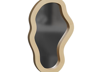 Unique Irregular Shaped Modern Wall Mirror With Golden Artistic Frame For Home Decor 3d model