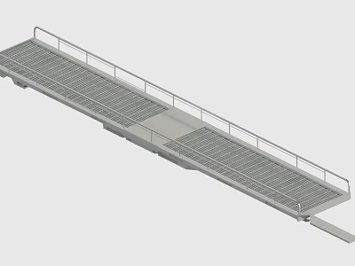 Industrial Metal Walkway Design With Grated Surface And Safety Guardrail 3d model