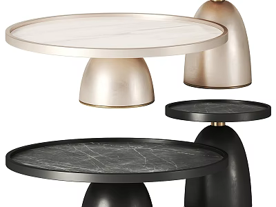 Modern Coffee Table Designs With Wooden And Marble Round Tops Gold Black Bases 3d model
