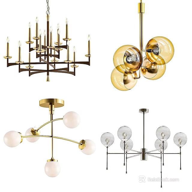 Modern Contemporary Chandeliers With Glass Balls And Metal Frames For Home Decor 3d model 