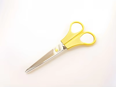 Sharp Household Scissors With Yellow Handle And Metal Blades For Daily Use 3d model