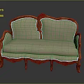 Classic Carved Wooden Sofa With Red Frame And Beige Upholstery Design