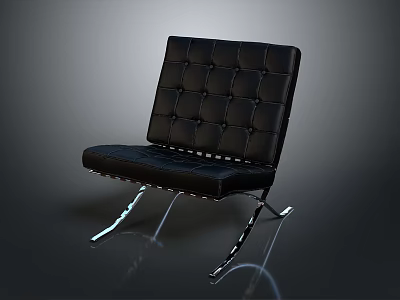 Modern Black Leather Tufted Chair With Metal Legs And Sleek Design 3d model