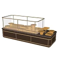 Elegant Commercial Display Showcase Shelf With Glass Cover Metal Frame And Wooden Base