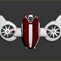 Futuristic Red And White Aerodynamic Drone With Shiny Propellers And Modern Design