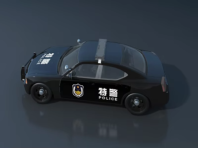 Black Special Police Car With Badge And POLICE Lettering On Exterior 3d model