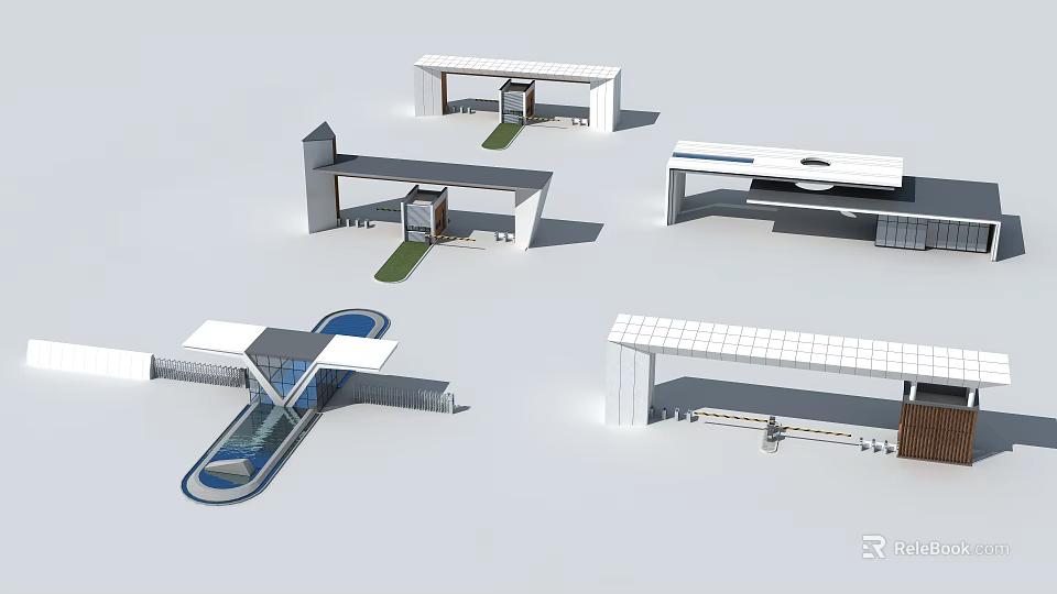 Modern Industrial Park Architectural Design With Contemporary Entrance And Glass Structures 3d model 