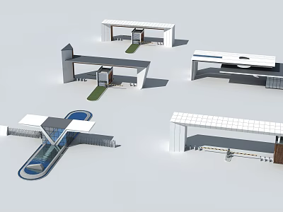 Modern Industrial Park Architectural Design With Contemporary Entrance And Glass Structures 3d model