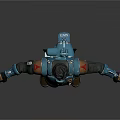 3D Male Character Model Wearing Blue Black Outfit With Arm Guards Utility Belt And Boots