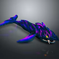 Fantasy Shark Character With Glowing Blue Purple Skin Yellow Eyes And Sharp Teeth
