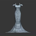 Man Created Blue Off Shoulder Beaded Mermaid Evening Gown With Sparkling Sequins