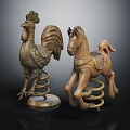 Children Outdoor Playground Equipment With Spring Loaded Rooster And Horse Shapes