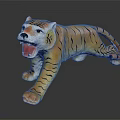 Furniture Decorative Tiger Figurine With Orange Black Stripes And Open Mouth Pose