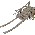 Vintage Old Wooden Cart Featuring Rustic Wheels And Weathered Wooden Planks