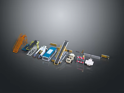 Multi Purpose Utility Vehicles With Various Functional Tools And Transport Equipment 3d model