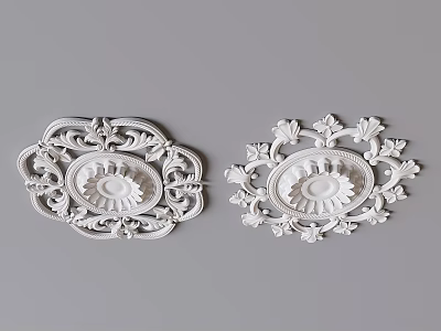 French carved gypsum lamp panel European-style parquet lamp panel 3d model