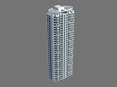 Tall High Rise Residential Building With Modern Exterior Multiple Windows And Balconies 3d model