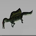 Standing Spinosaurus Dinosaur With Green Yellow Sail And Red Head Body Model