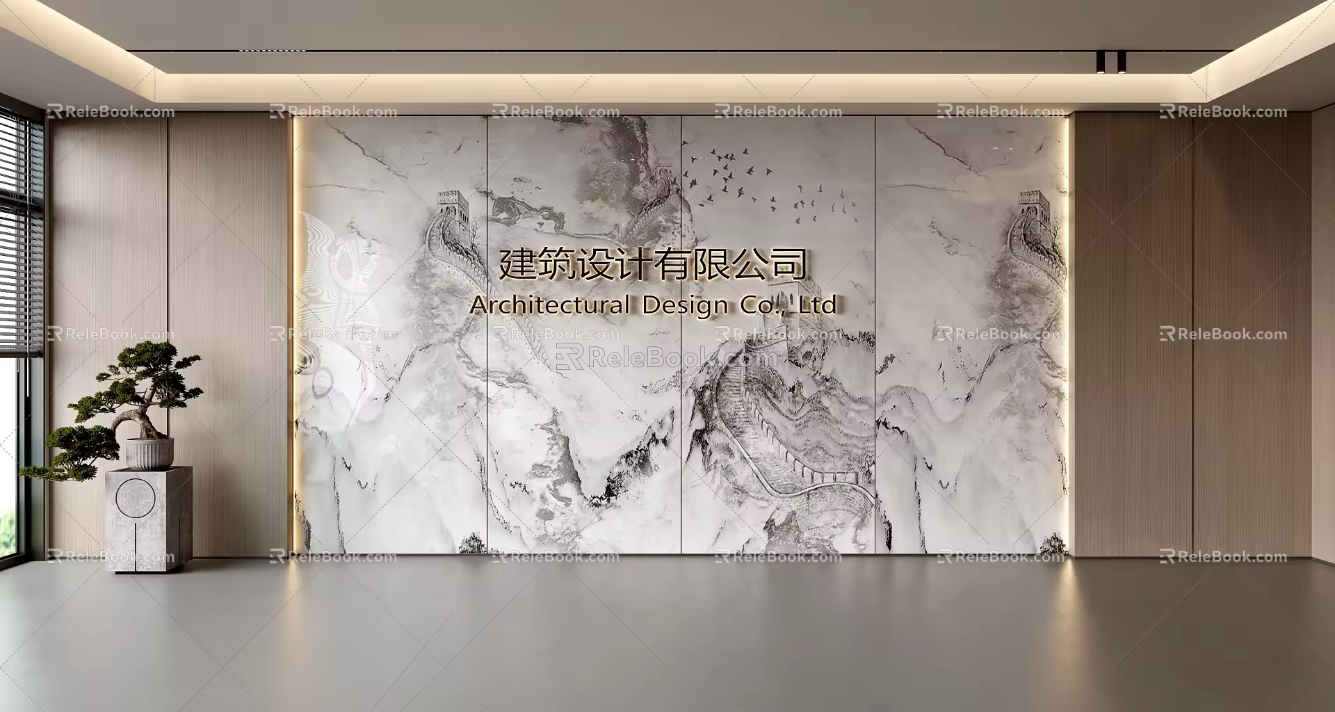 Modern Front Desk Background Wall Simple Background Wall Front Desk Reception Area Background Wall Company Front Desk Background Wall 3d model