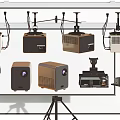 Modern Projector Monitoring Devices Featuring Various Design Models And Tripod Stands