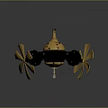 Gold And Black Underwater Exploration Robot With Spherical Design And Four Propellers