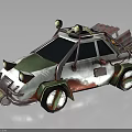 Post Apocalyptic Modified Car With Roof Lights Custom Bumper And Unique Wheel Design