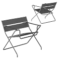Modern Foldable Leisure Chair With Black And Brown Metal Frame Design