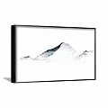 Three Framed Ink Wash Landscape Paintings With Mountain Scenery On Brown Wall